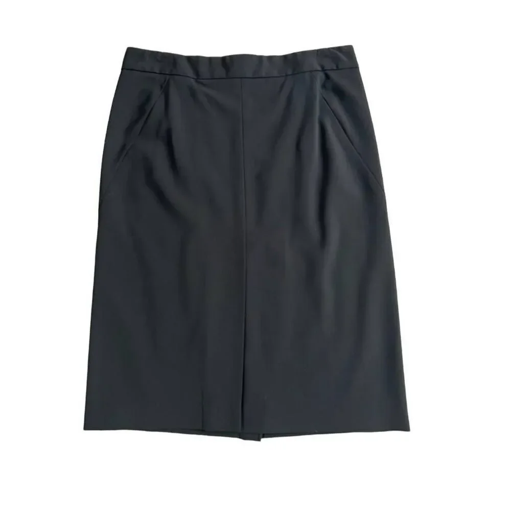 Theory Business Mini Skirt Womens 2 Black Wool Blend Stretch Pull-On Zip‎ Casual